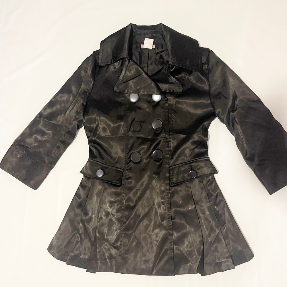 YS Usa satin black peplum coat size M